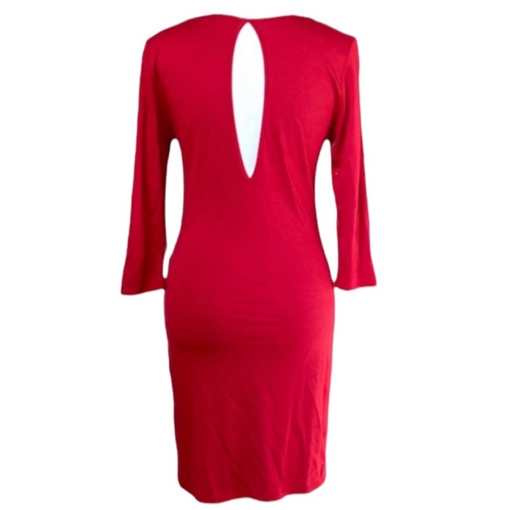 Everly Bright Red 3/4 Sleeve Dress w/ Back Cut Out - size women's small